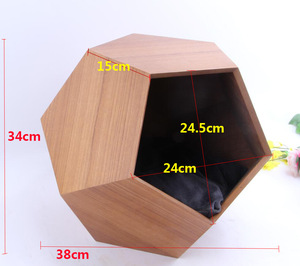 Casa geométrica de forma irregular de cueva para mascotas de madera de patrón sólido de alta calidad para gatos - Product Image 2