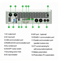 Onduleur solaire hybride biphasé 12 kW en stock aux États-Unis, 48 V CC vers 120 V/240 V, double entrée PV MPPT, 500 V max PV, 250 A, certification UL1741