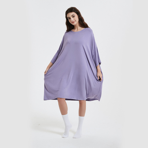 Original bambou à manches longues nuit surdimensionné T-Shirt chemises de nuit confortables pour femmes filles grande taille vêtements de nuit pour femmes - Product Image 2