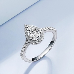 KRKC <span class=keywords><strong>solitario</strong></span> racimo elíptico pera anillo grande 1/2 1 CT 925 plata esterlina VVS1 diamante moissanita anillos de compromiso para mujeres - Product Image 5