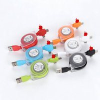 Cable de Carga USB Retráctil 3 en 1 con Estuche Transparente, Compatible con iPhone/Android Tipo-C Micro USB, Cable de Datos de Carga Rápida