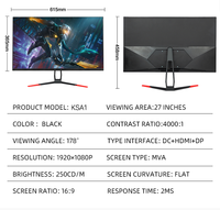 Moniteurs d'ordinateur en gros, 23,8, 27, 32 pouces, 144 Hz, incurvés, sans bordure, 1800R, moniteurs de jeu, 1080P, 1440P, moniteurs LCD pour PC