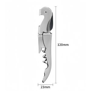 Pembuka Botol Anggur Profesional HXY Berkualitas Tinggi dengan Gagang Baja Tahan Karat Perak dan Sekrup Gabus untuk Promosi Anggur - Product Image 3