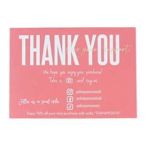 Nouvelles cartes de remerciement rose bonbon avec papier kraft assorti personnalisé pour les agences de créateurs et les studios de design - Product Image 2