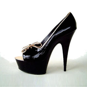 Chaussures à talons hauts noires à talon fin de 15 cm, bout ouvert, style club, talons hauts pour défilé de mode, printemps et automne, grandes tailles pour femmes - Product Image 2