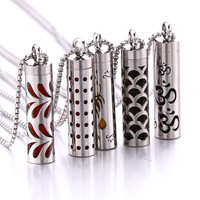 Nouveau Collier Pendentif Unisexe en Acier Inoxydable Balle Cylindrique pour Huile Essentielle Parfumée, Design Tendance et Élégant