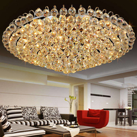 Lustre moderne européen en cristal semi-encastré, plafonnier LED en fer, suspension décorative pour villa, hôtel, hall, salon