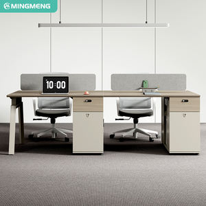 Bureau informatique moderne en panneau mélaminé, design modulaire pour bureaux de 2/4/6 personnes, résistant à l'eau, anti-rayures, tiroirs à dossiers - Product Image 5