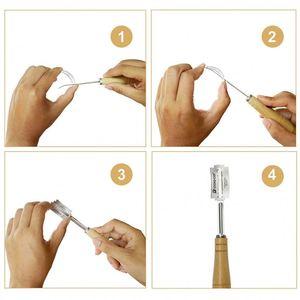 Premium <b>Hand</b> Crafted Bread Lame Included 5 Blades and Leather Protective Cover Dough Scoring <b>Tool</b> - Product Image 4