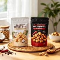 Sachet Doypack en plastique refermable avec fermeture éclair, qualité alimentaire, résistant à l'humidité, pour emballage de noix, snacks et biscuits