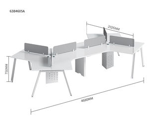 현대 3-6 인 워크 스테이션 확장 기능이있는 목조 사무실 가구 직원 책상 테이블 - Product Image 5