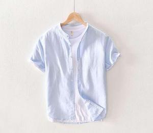 YIWUSHANG Uomini Manica Corta <span class=keywords><strong>di</strong></span> <span class=keywords><strong>Lino</strong></span> Cotone Collare del Mandarino Camice <span class=keywords><strong>di</strong></span> Vestito - Product Image 6
