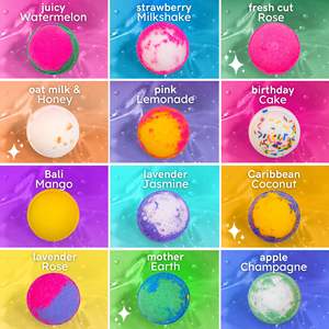 Lot de 12 bombes de bain au beurre de karité naturel pour hydrater la peau, cadeaux de bain moussant faits à la main pour femmes - Product Image 2