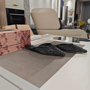 Jimmy Women's Elegant Rhinestone Decor <b>Slide</b> Slippers Comfortable Open Back Shoes for Home Wear and Evening Events Chooing - Product Image 6