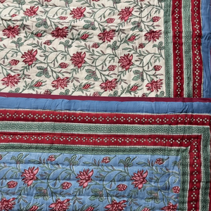 Meilleur Rajasthani Qualité OrganicCotton Voile Ensemble de Literie Couette Réversible Razai Main Bloc Imprimé Patchwork Chaud Couette - Product Image 1