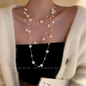 Bigiotteria <span class=keywords><strong>di</strong></span> Moda Inverno 2025 Collana Lunga <span class=keywords><strong>di</strong></span> <span class=keywords><strong>Perle</strong></span> Placcata in Oro Stile Elegante per Donna Catena Multistrato da Maglione - Product Image 3