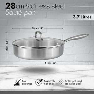 Multiuso antiaderente padella per friggere pentole triple in acciaio inox padelle profonde padelle Happy <span class=keywords><strong>Baron</strong></span> Cookware con copertura per la casa - Product Image 6