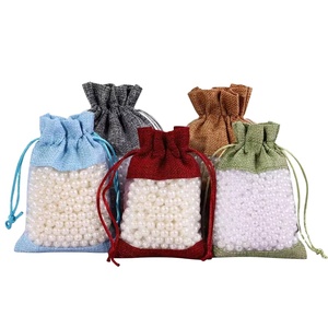 Eco-friendly Recycled Jute Drawstring <b>Bag</b> with Clear Window Transparent Gift <b>Bag</b> <b>Folding</b> Style and Rope Handle - Product Image 1