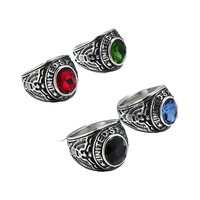Vintage Amerikanisches Nationalemblem-Ring für Männer Schöner Blauer Edelstahl Marine Armee Modischer Glas-Edelstein-Ring