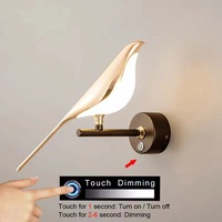 Nouveau Design Créatif Nordique Intérieur Décoratif 110V -220V Acrylique Double Tête Oiseau Or 10w 20w Led Applique Murale