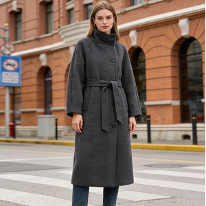 Women's Long Wool Trench Coat High Neck Belted Overcoat Warm Winter Formal Outerwear Fashion - Product Image 2