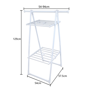 Porte-vêtements multifonction pliable pour la maison, support de sol à double niveau pour serviettes, grande capacité, en métal - Product Image 6