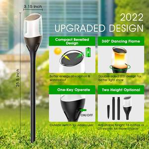 Đèn đuốc năng lượng mặt trời chống thấm nước cao hơn với ngọn lửa lung linh, đèn trang trí sân vườn năng lượng mặt trời, đèn LED tự động bật/tắt ngoài trời - Product Image 3