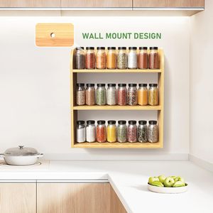 Best 3 Tier Bamboo Wall Mounted Spice Rack Shelf Organizer <b>Kitchen</b> Seasoning Rack Etagere a Epices Porte Epice Spice Racks - Product Image 2