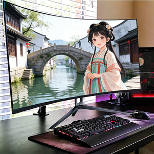 Promotion Moniteur de jeu pas cher avec écran LCD sans bordure de 24/34/49 pouces, résolution 1920*1080 FHD, support fixe, éclairage - Product Image 1