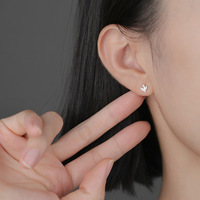 Boucles d'oreilles minimalistes en argent sterling 925, motif feuille, branche, nature, fines boucles d'oreilles à clous
