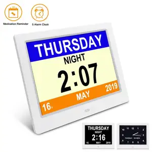 Nuevo Producto de montaje en pared marco de fotos recordatorio 8 pulgadas Digital día calendario reloj venta al por mayor demencia reloj