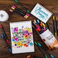 Stylos pinceaux promotionnels à double pointe 60 couleurs dessin stylo aquarelle rotuladores stylo pinceau aquarelle d'usine personnalisé pour la peinture