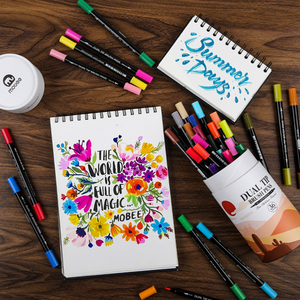 Bolígrafos de pincel de Punta doble de <span class=keywords><strong>60</strong></span> colores promocionales, rotuladores de pluma de acuarela de dibujo, bolígrafo de pincel de acuarela de fábrica personalizado para pintar - Product Image 6