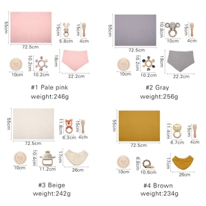 PTZ1539 attivo stile Baby mussola di cotone coperta e dentizione sonaglio Set doccia neonato regalo con scatola pietra miliare <span class=keywords><strong>per</strong></span> i <span class=keywords><strong>neonati</strong></span> di primavera - Product Image 6