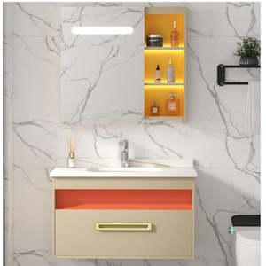 อ่างล้างหน้าติดผนังขนาด 80 ซม. สีนมกาแฟ วัสดุเซรามิกแบบชิ้นเดียว - Product Image 1
