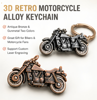Porte-clés personnalisable en gros, cadeau, modèle moto rétro en métal, pendentif moto créatif