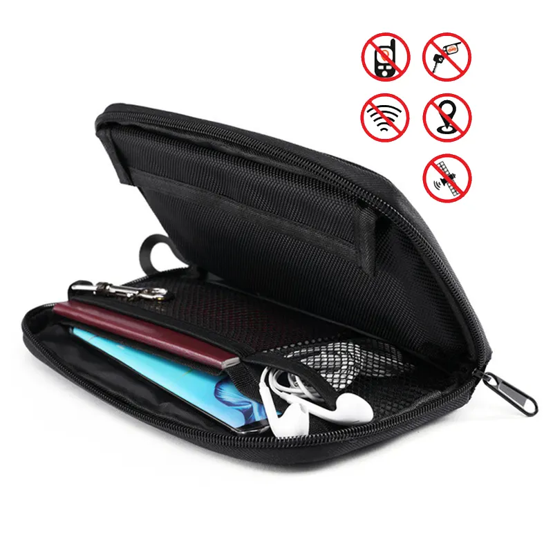 Anti-Tracking GPS RFID Car Key Signal Blocker Wallet Cell Phone Shielding Pouch Protective Case Fireproof Faraday Bag with Zip