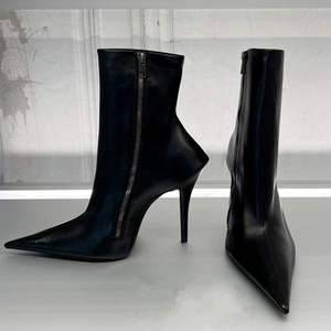 Big Size 44 Sexy Side Zipper Slim Heels Women Pointy Toe Ankle Boots High-Heeled Stiletto <b>Shoes</b> Short - Product Image 1