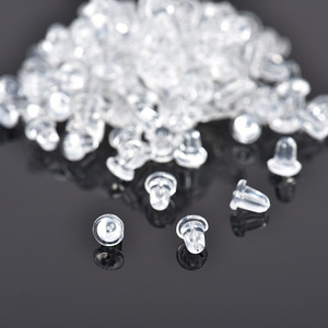 Lote de 500 unidades de pendientes de goma de silicona blanda para prevenir alergias, tapón de bala transparente, accesorios de joyerí<span class=keywords><strong>a</strong></span>, Tuercas para los oídos - Product Image 1