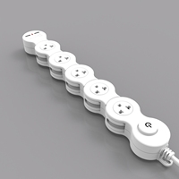 Vente en gros de multiprise pivotante à 5 voies avec logo personnalisé US Prise d'extension 360 degrés Flexi Snake Courant nominal 10A 5 AC 2 3m