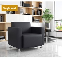 Canapé de réception de bureau en cuir moderne et simple avec ensemble de table basse, base en métal pour salon à domicile