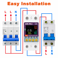 Disjoncteur intelligent WiFi EPEPRO Tuya avec compteur d'énergie, contrôle à distance par application, protection contre les fuites, les surintensités et les surtensions