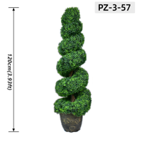 Pohon Topiary Spiral Buatan, Tanaman Hias Palsu Bentuk Boxwood, Pot Tanaman Hijau Plastik Tahan UV, Tahan Lama untuk Lanskap Luar Ruangan