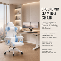 Chaise de bureau gaming inclinable ergonomique réglable en hauteur avec repose-pieds en cuir microfibre pour dortoir et streaming