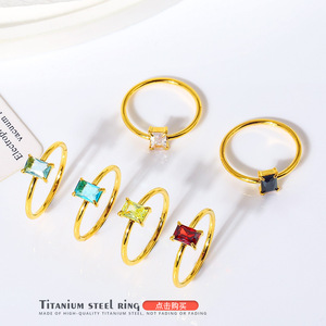 Anillo Solitario de Acero Inoxidable con Baño de Oro PVD de 18K y Circonita Cúbica |   Formas de Corazón, Lágrima, Redondas y Cuadradas |   Joyería de Moda Hipoalergénica que No se Desvanece - Product Image 6