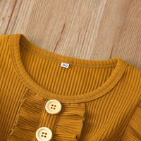 Ensemble 2 pièces de tenues mignonnes pour filles, vêtements d'été pour enfants avec hauts à boutons et robes à volants, col en O pour enfants