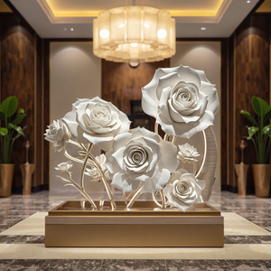 Bộ hoa giấy nhân tạo khổng lồ 100cm, hoa hồng trắng, làm thủ công, chống thấm nước, hiện đại, dùng cho sảnh khách sạn, tiệc cưới, trang trí nội thất - Product Image 3