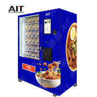 Distributeur automatique de nouilles AIT avec distributeur d'eau, conforme ADA, désinfection UV, options de paiement multiples, SDK, écran tactile 22 pouces