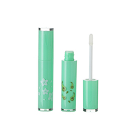 Tabung Lip Gloss Hijau Mint 5.7ml Custom dengan Cetakan Alpukat & Bunga, Wadah Lip Gloss Kosong dengan Tongkat Aplikator