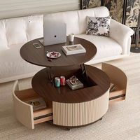 Table basse rectangulaire moderne et minimaliste, convertible, portable, réglable en hauteur, en verre, marbre ou bois, avec rangement, pour petits espaces